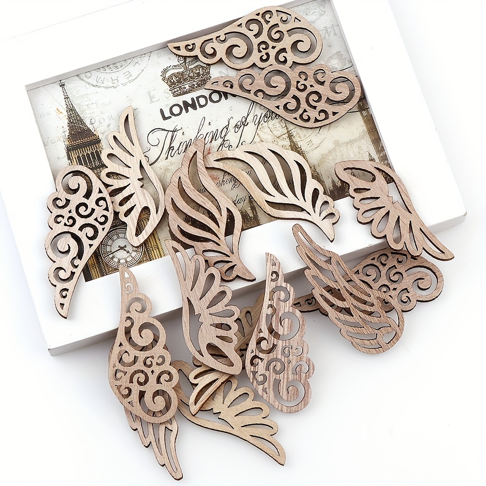 Angel Wings Wooden Diy Crafts Paper Cutting Wooden Products - Temu