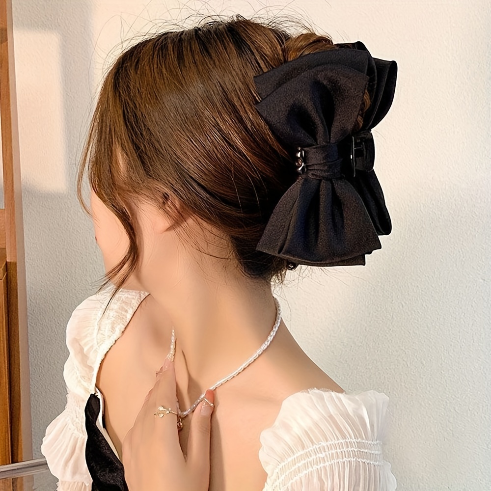 Crystal Hair Claw With Sweet Bow Knot Non slip Shark Claw - Temu