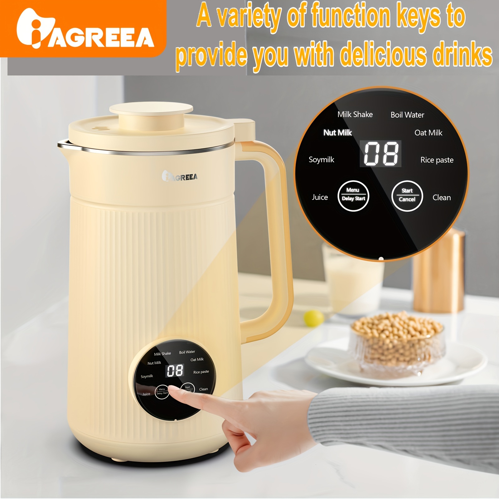 Nut Milk Maker, Automatic Almond Milk Machine for Homemade Plant-Based  Milk, Oat, Soy, Dairy Free Beverages, 20 oz Soy Milk Maker with Delay