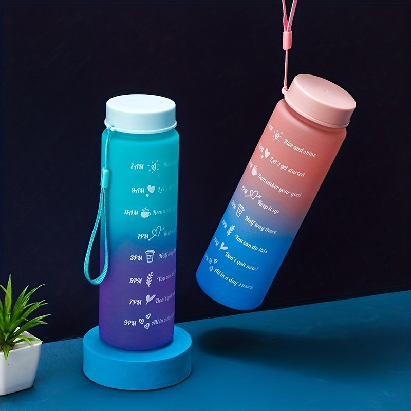 1pc Plastic Water Bottle With Time Marker