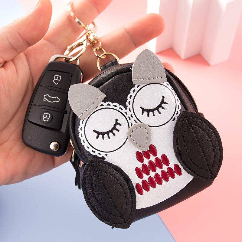 1pc Fashionable Owl Shaped Coin Purse Keychain, Trendy Personality