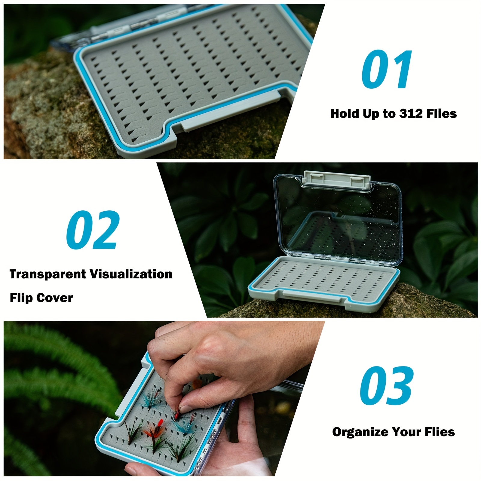 Fly Fishing Bait Storage Box Lure For Case Transparent Flip Fishing Tackle  Box Plastic And Silicone Pad Fishing Tackle T Fly Fishing Box For Dry Flies