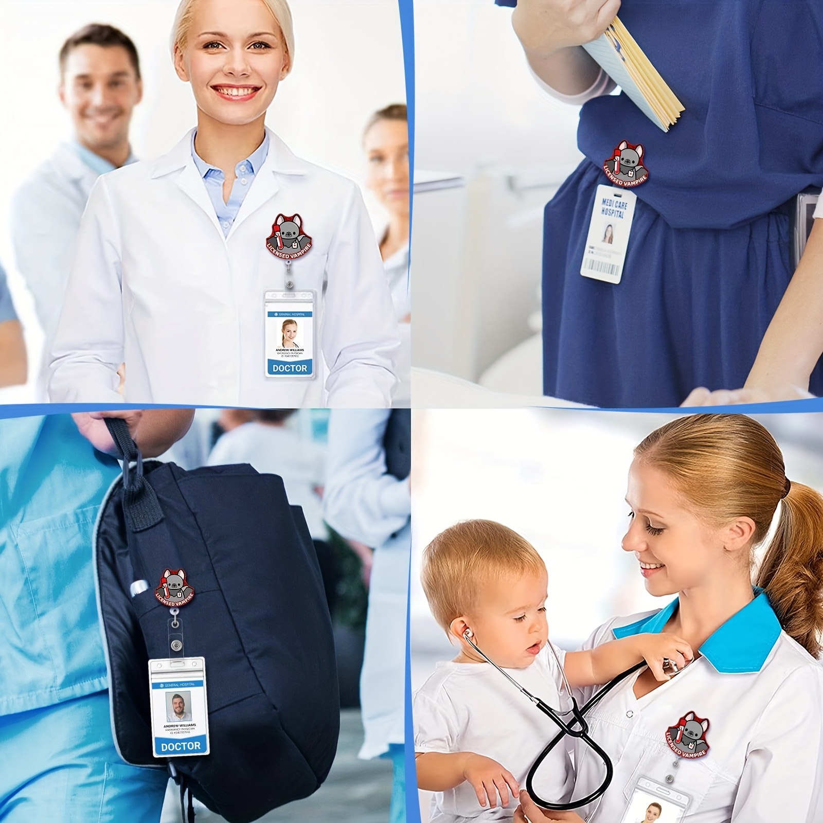 Acquista Simpatico porta badge retrattile per infermiera per ambulanza,  clip per porta badge per carta d'identità IC, dottori di medicina dei  cartoni animati