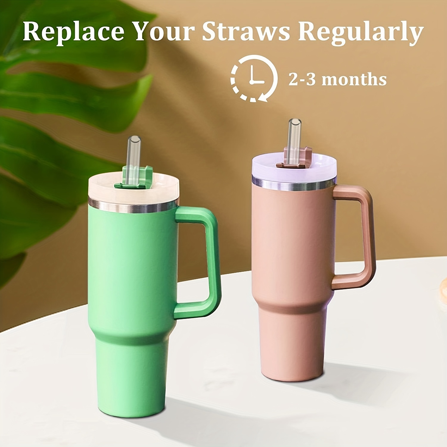Silicone Straw Replacement for Stanley 40 oz 30 oz Tumbler Cup, 6 Pack Reusable Straws with Cleaning Brush for Stanley Adventure Quencher Travel