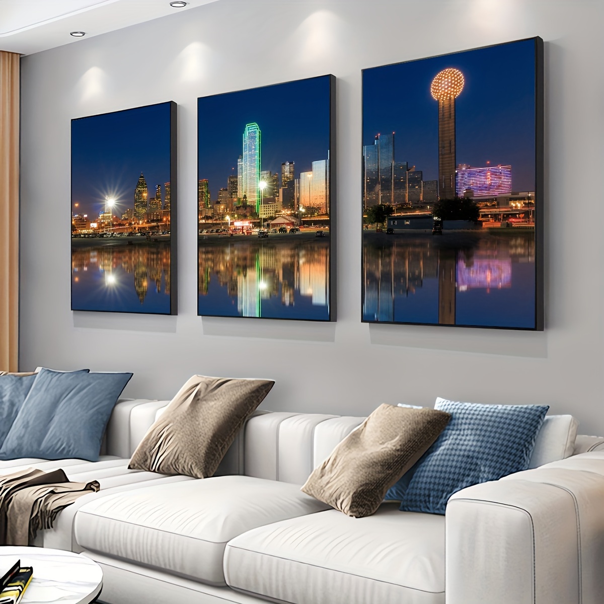 3pcs/set Carteles Lona Hermosa Vista Nocturna Ciudad Paisaje