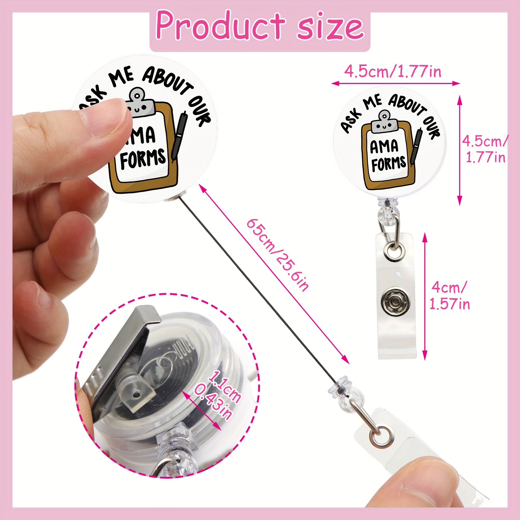  Badge Reels Retractable with Alligator Clip Funny Name Decor  Badge Holder for Nurse RN Medical Worker- Ask Me About AMA Forms : Office  Products