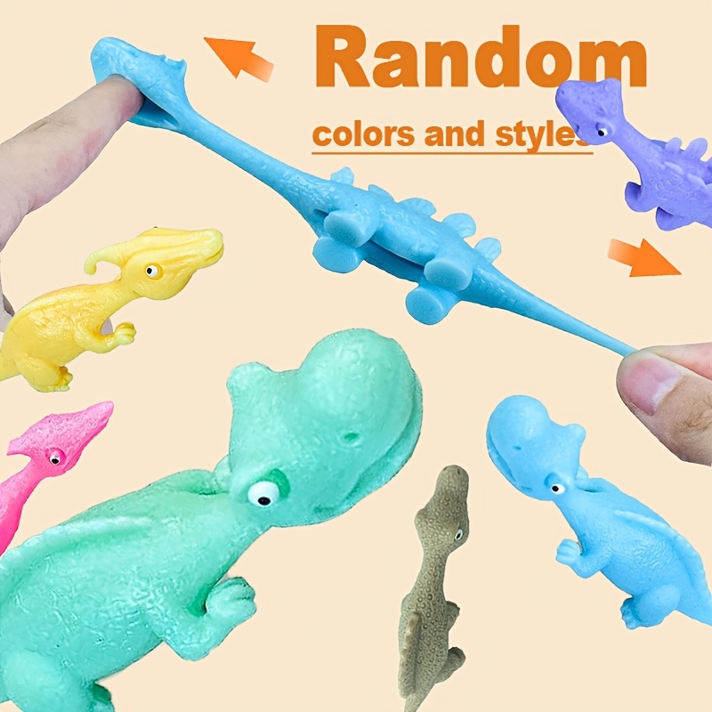 6pcs Dinosaur Finger Ejection Relief Toy Dinosaur Slingshot Toys for Kids