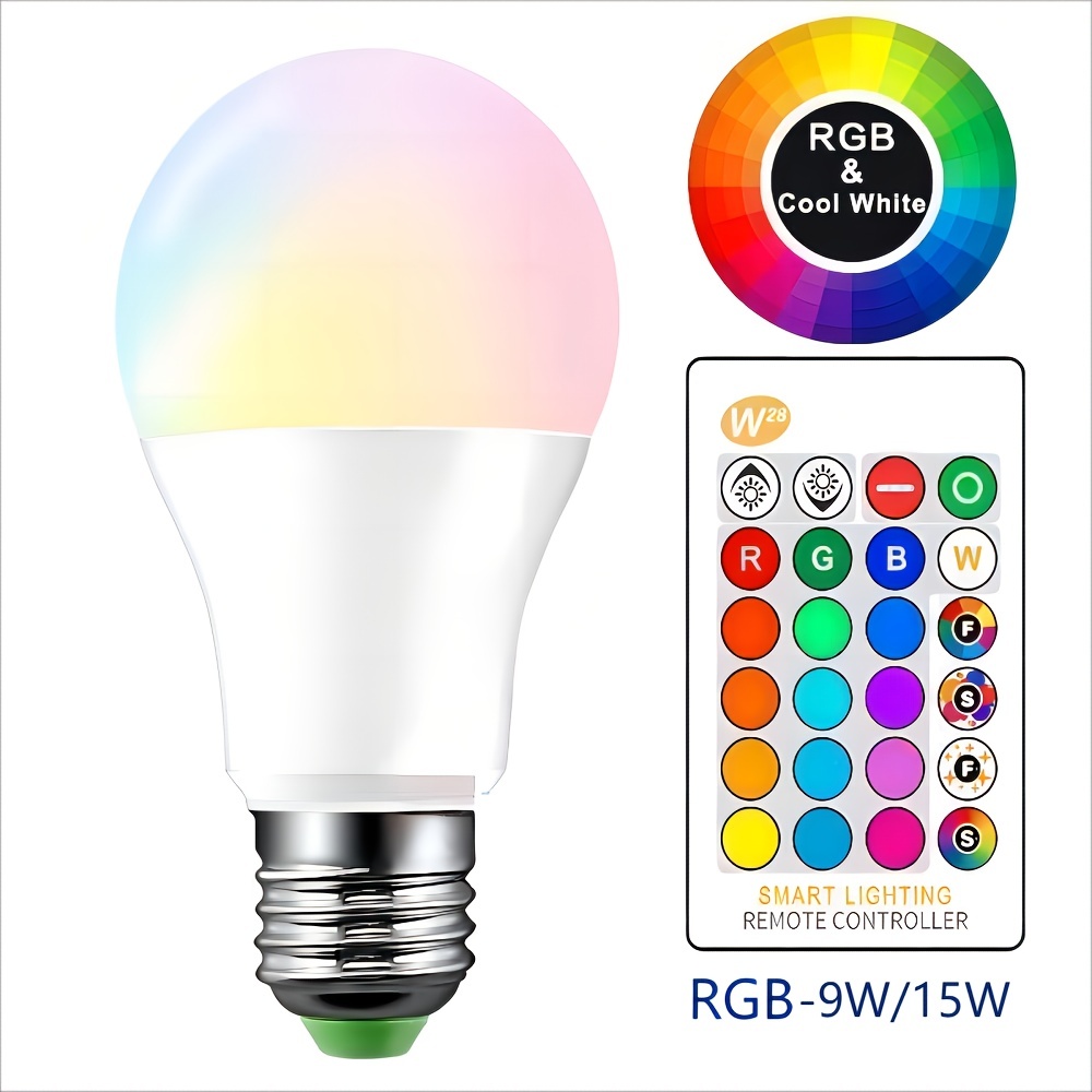Led Smart Remote Control Bulb Rgb+white 16 Colors Lights - Temu