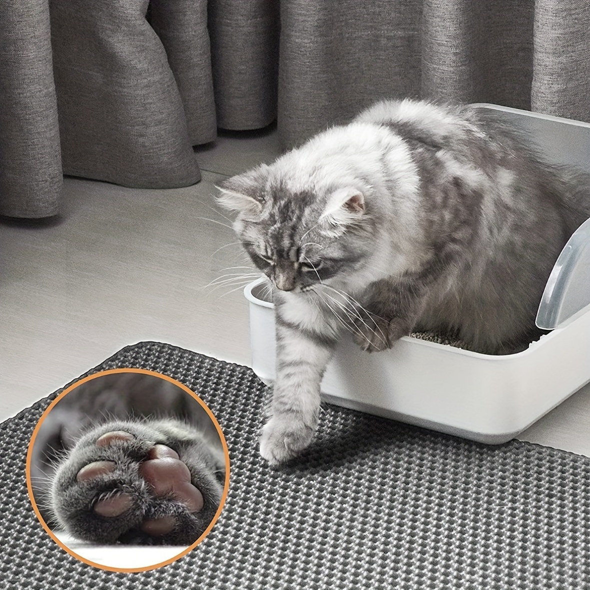 Cat Waterproof Litter Trapping Mat Double Layer Washable Non - Temu