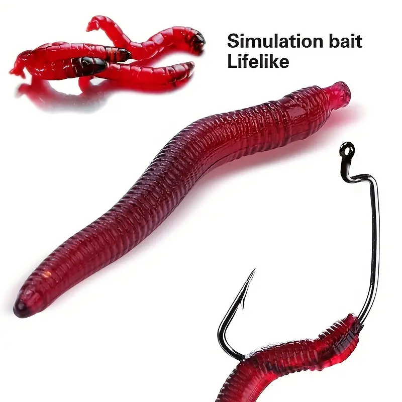 Earthworm Soft Bait Fishing Dark Red Maggot Plastic Lure - Temu Canada
