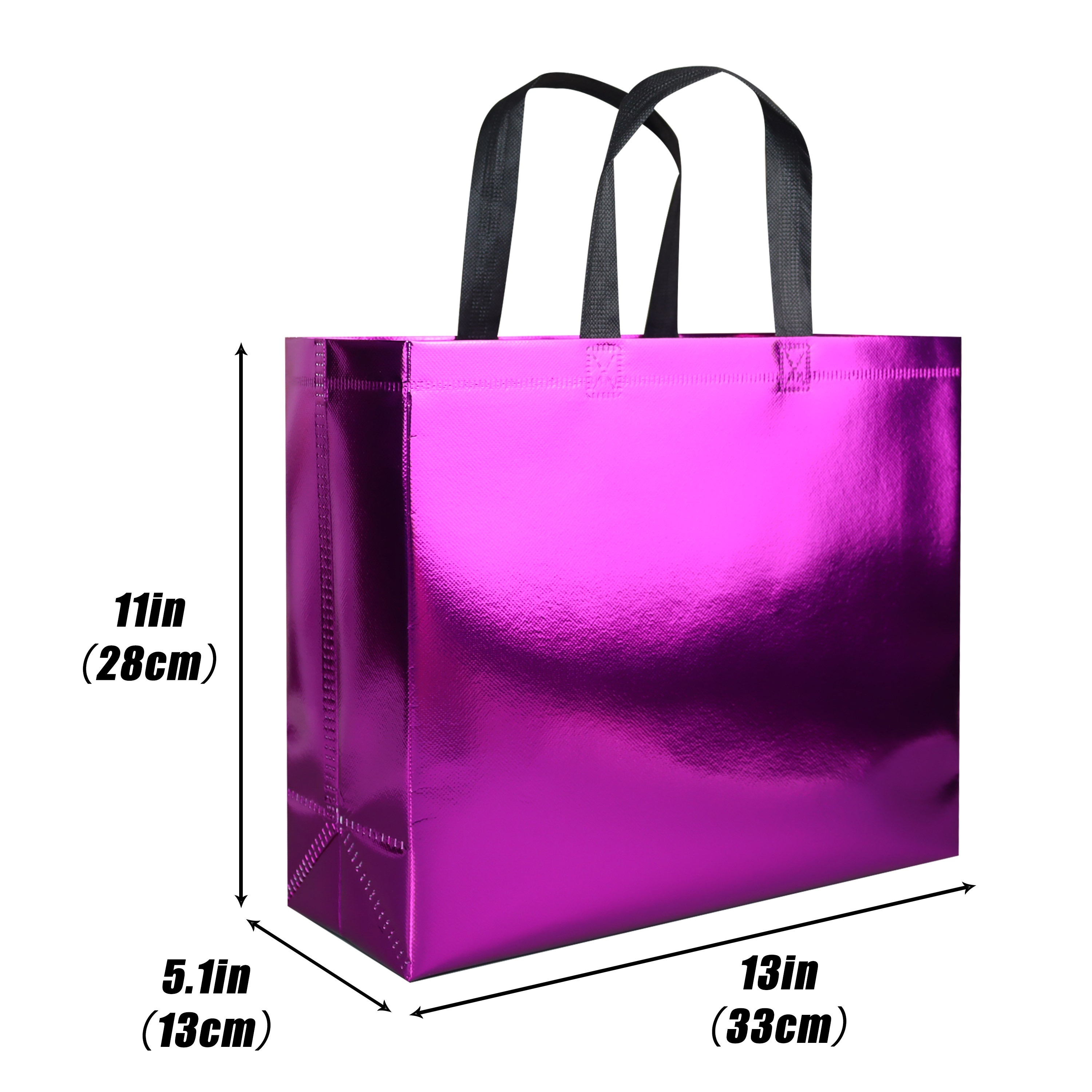 Sweetude 160 Pcs Glossy Reusable Gift Bags, 10x8x4.7in Gift Bags Glossy  Glitter Grocery Shopping Bag with Handle Non-Woven Foldable Tote Bag for