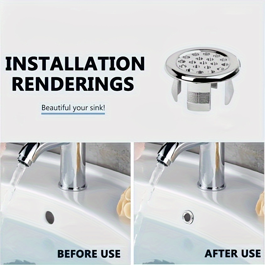 4pcs Plastic Overflow Rings for Kitchen & Bathroom Sinks - Decorative Basin Trim Accessories