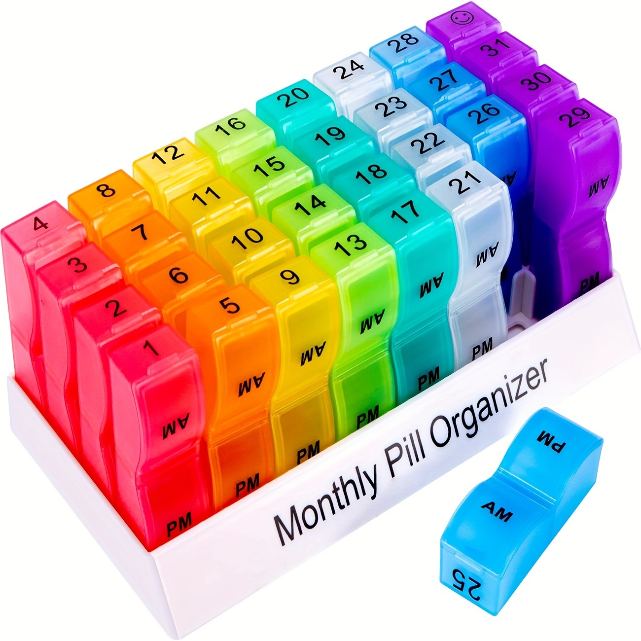 Zoksi Monthly Pill Organizer 4 Times a Day, One Month Pill Box