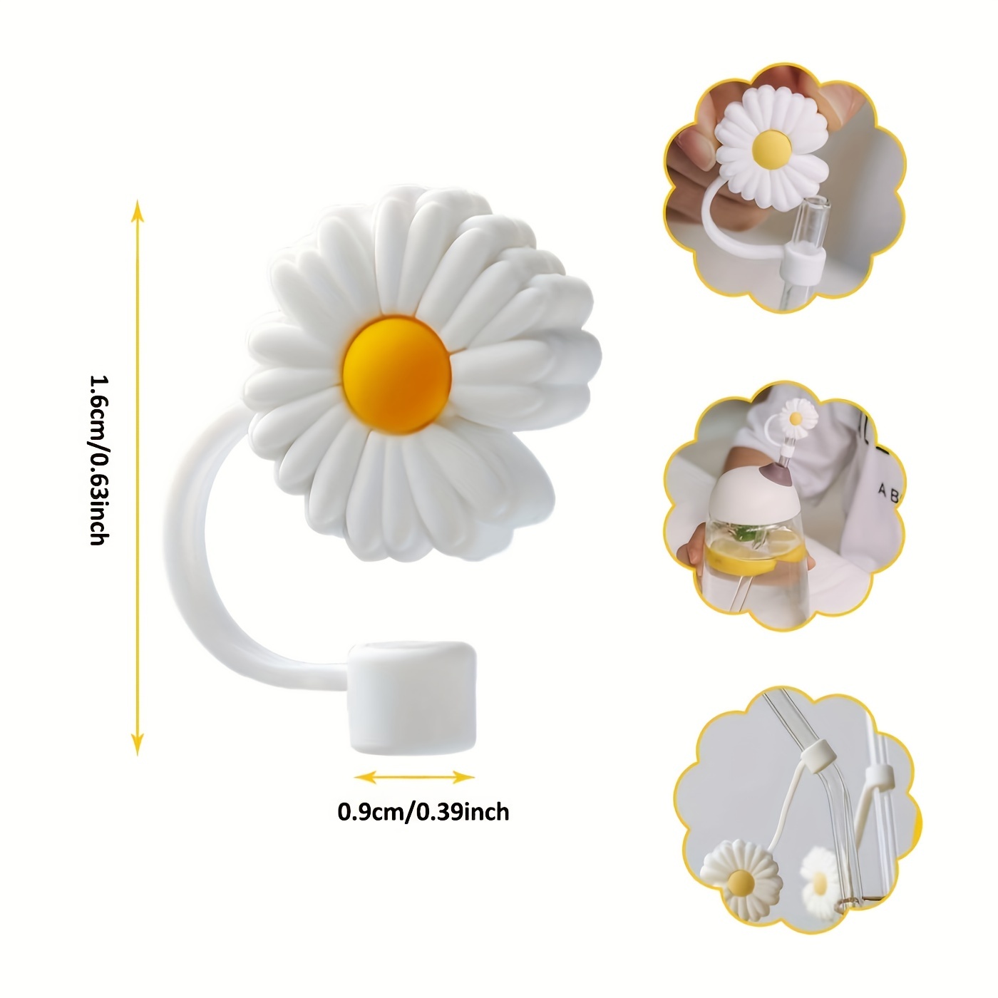 Sunflower Decor Straw Cover 6 Pcs Straw Covers Silicone Straw Caps Little  Sun Reusable Drinking Straw Tips Lids Straw Toppers for Home Office Straw  Cover Disposable Cups 