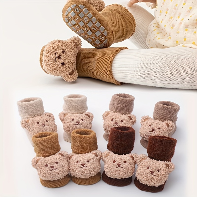 Gardez Les Pieds De Votre Enfant Bien Au Chaud Avec Ces Adorables Chaussettes Antidérapantes Décorées D'ours !