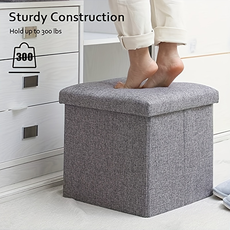 Linen Fabric storage Stool Foldable household Coffee Table Sofa Footstool  Ottoman storage box change shoe bench mx9171609