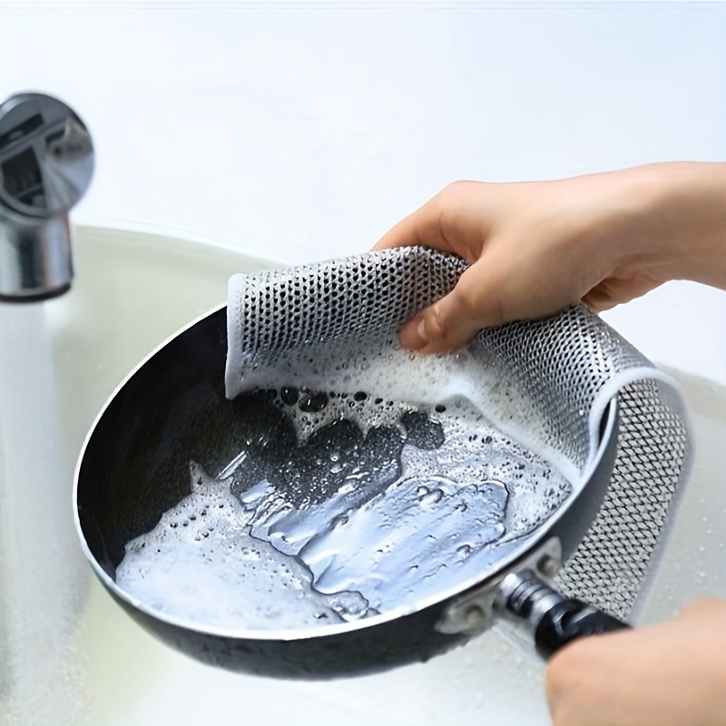 1pc Silver Wire Cleaning Cloth For Household, Kitchen Sink, Stove, Oil-Free  Dishwashing, Stainless Steel Scouring Pad