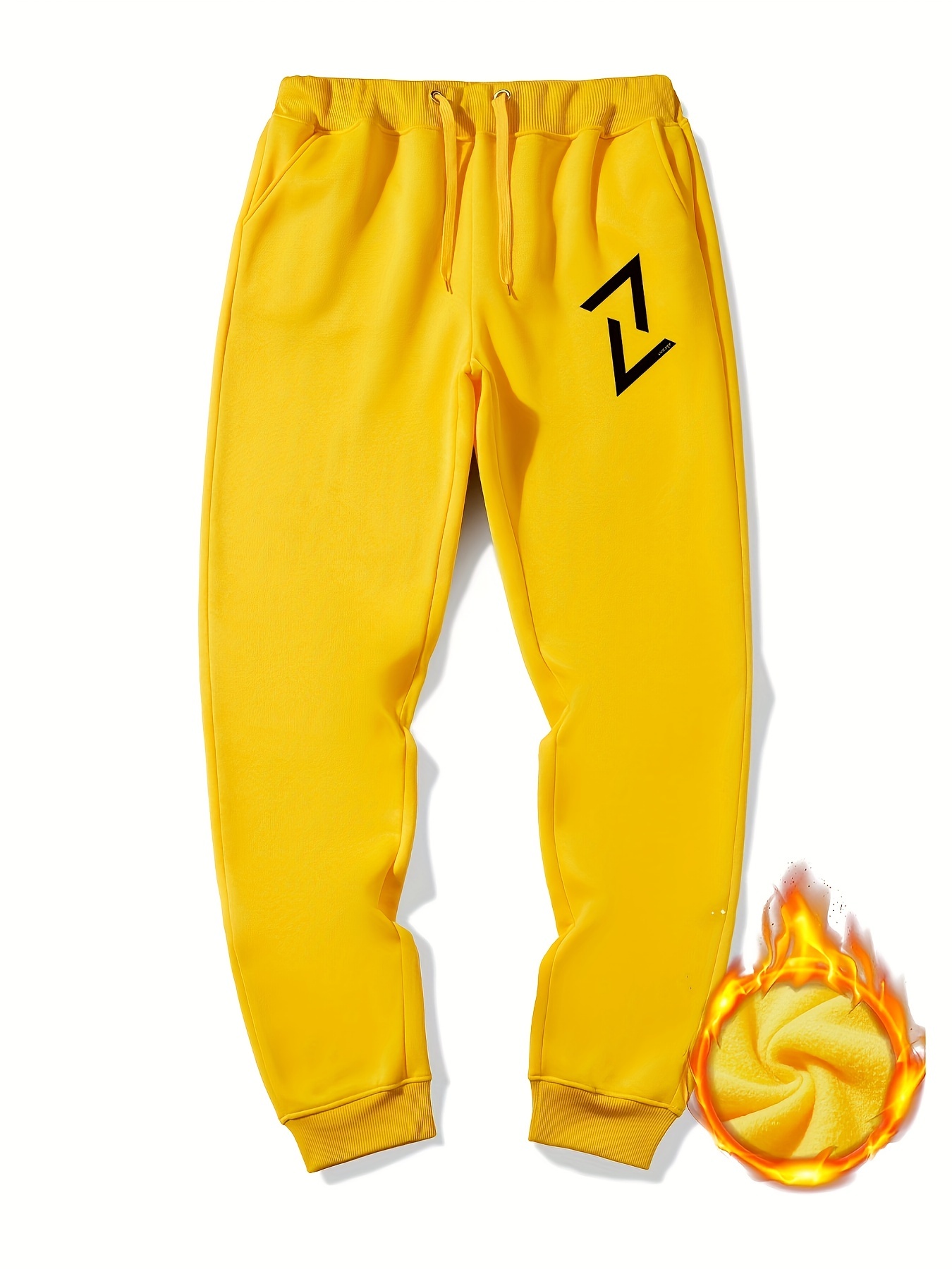 Men's Geometry Print Fleece Sweatpants Drawstring Jogger Pants