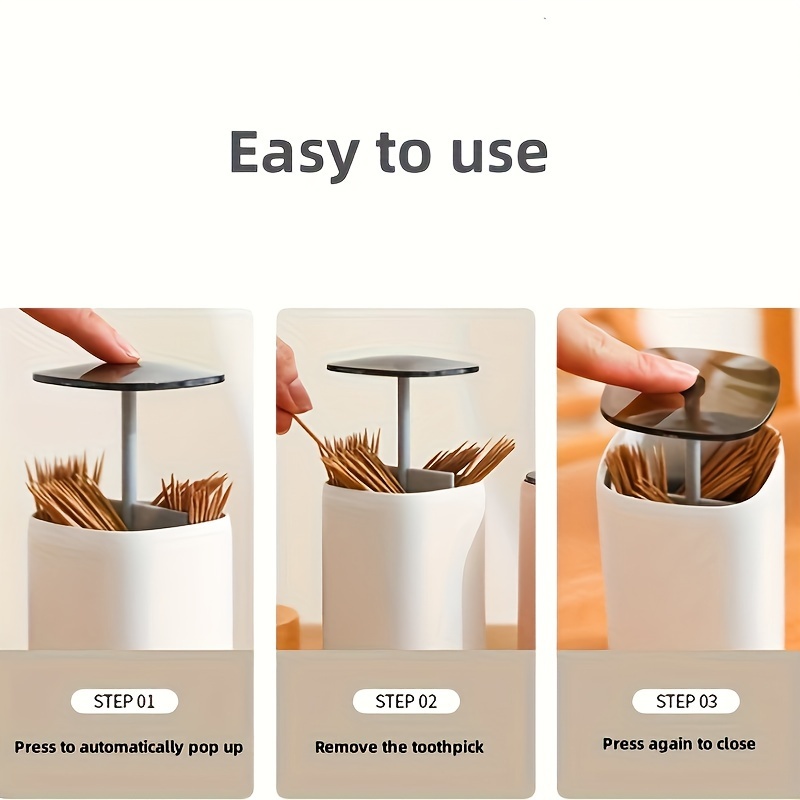 Cotton Swab Box, Press Type, 4-compartment Dental Floss Storage Container,  Dustproof Cylinder, Toothpick Jar, Dustproof And Waterproof, Suitable For  Bathroom, Bedroom, Living Room - Temu