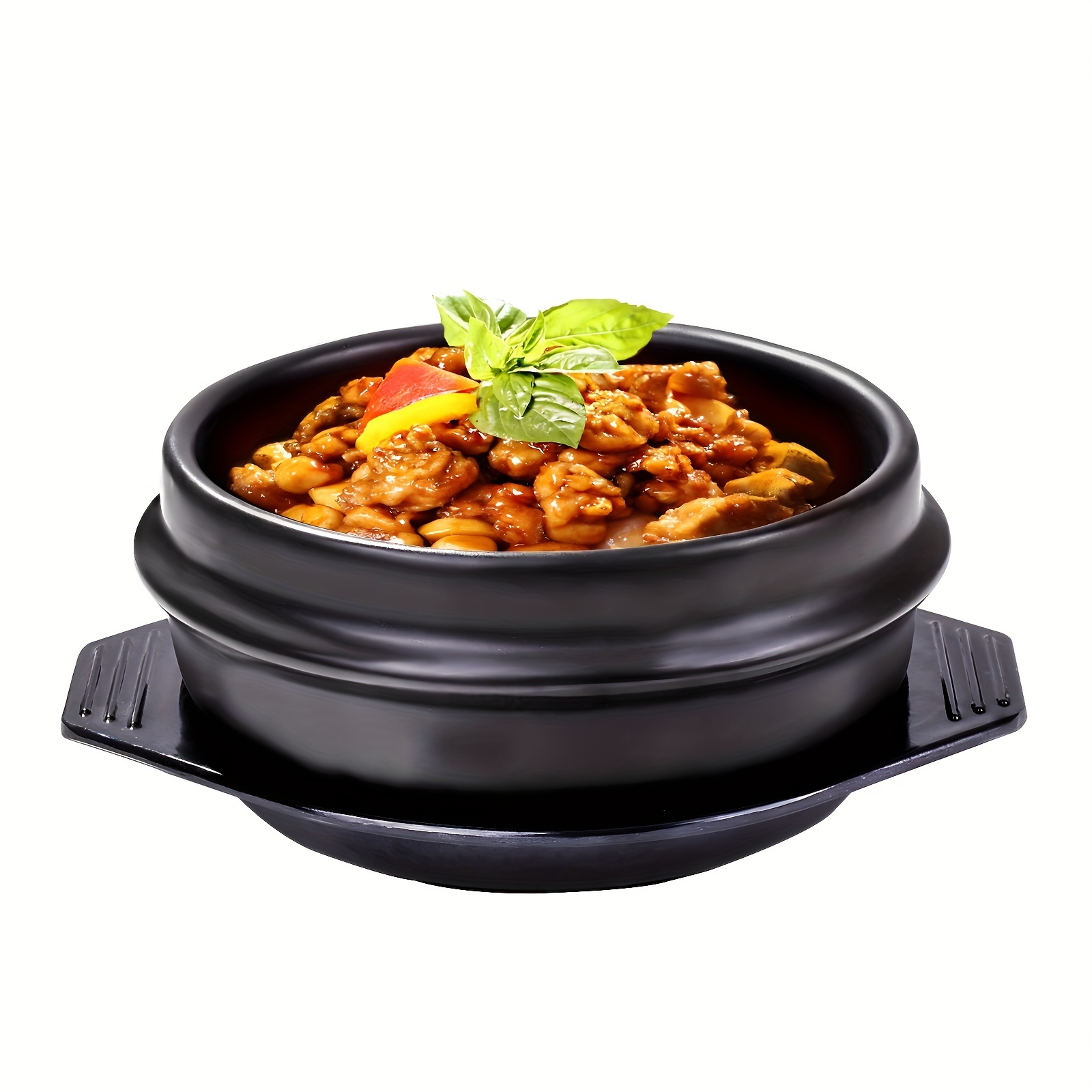 Korean Premium Ceramic Bowl With Lid, For Cooking Hot Pot Dolsot Bibimbap  And Soup