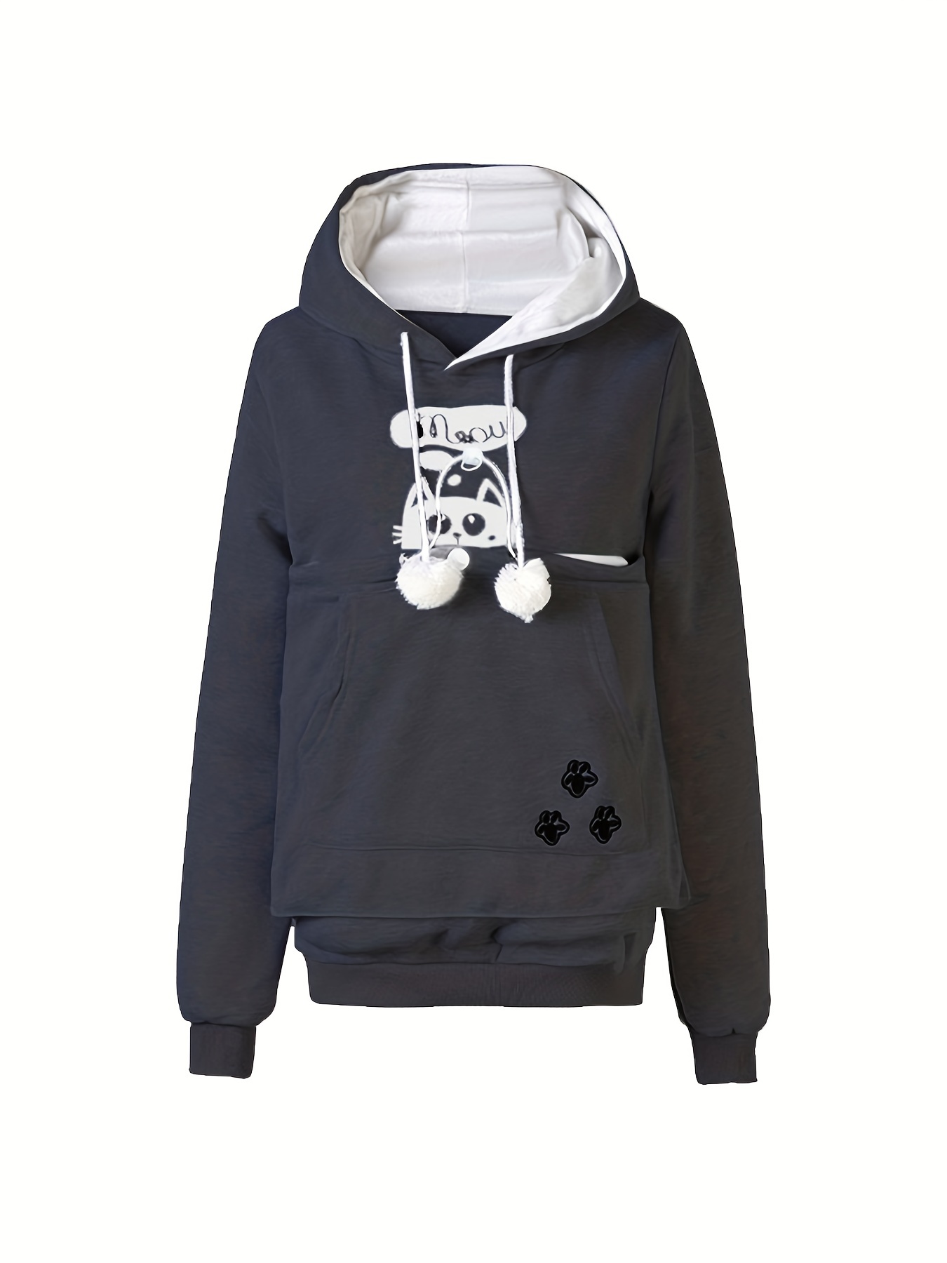 womens hooded sweatshirt black pullover hoodie cute panda Temu