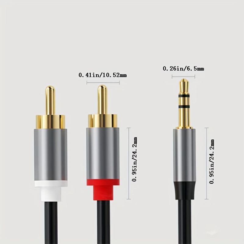 3.5mm to RCA Cable, (6.6ft/2M) RCA Male to Aux Audio Adapter HiFi Sound  Headphone Jack Adapter Metal Shell RCA Y Splitter RCA Auxiliary Cord 1/8 to
