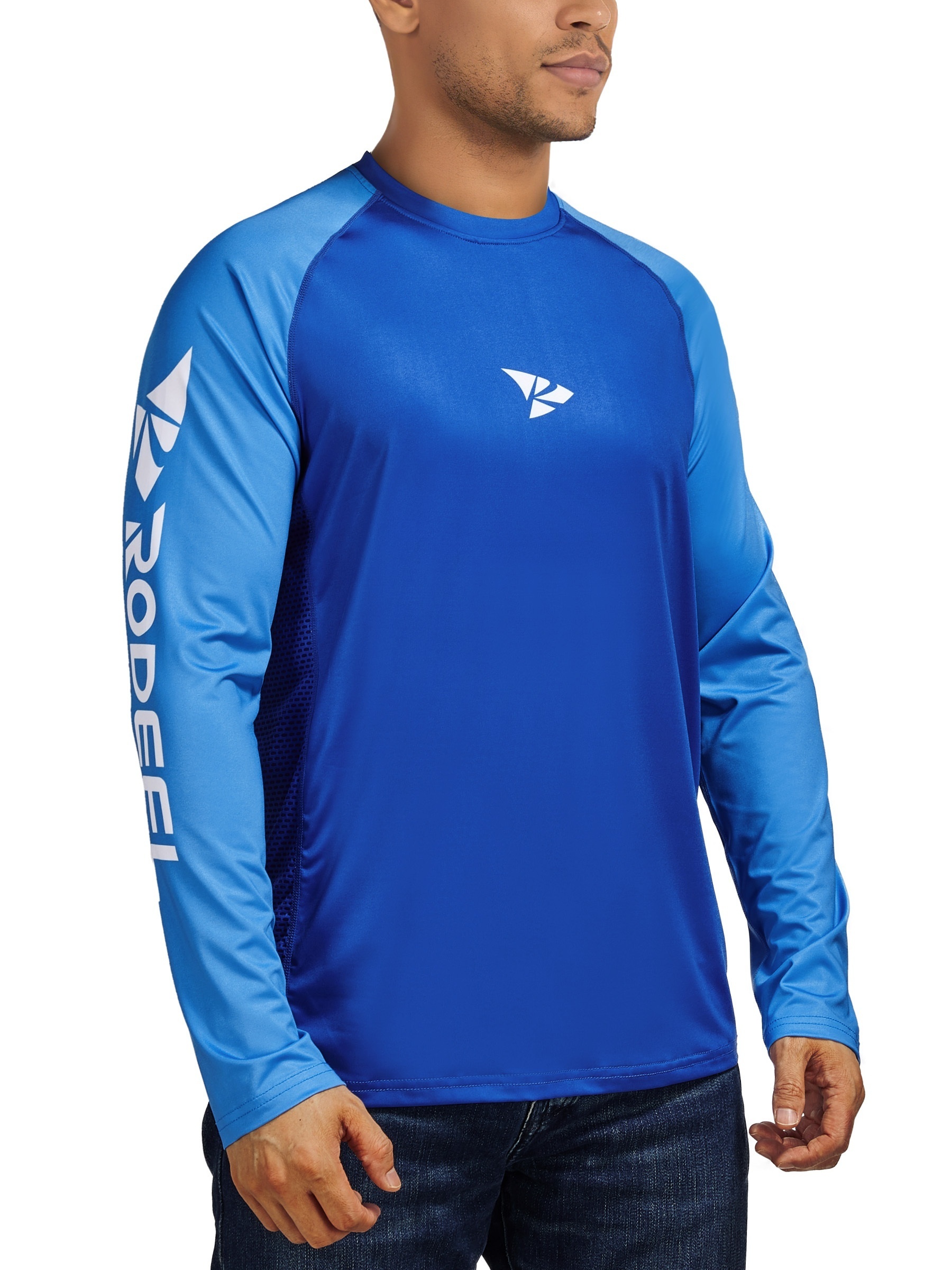 Men's UPF 50+ Sun Protection Raglan Shirt - * Stretch Breathable Long  Sleeves Rash Guard For Fishing, Hiking & Outdoor Activities