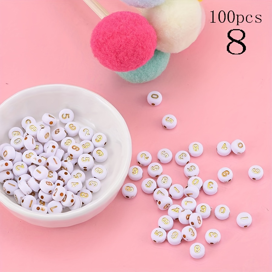 100pcs 4*7mm Mixed Color Number Beads