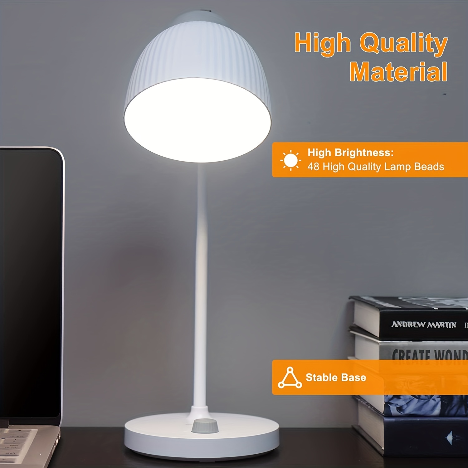 LED Desk Lamp With Adjustable Brightness Rechargeable Eye-caring