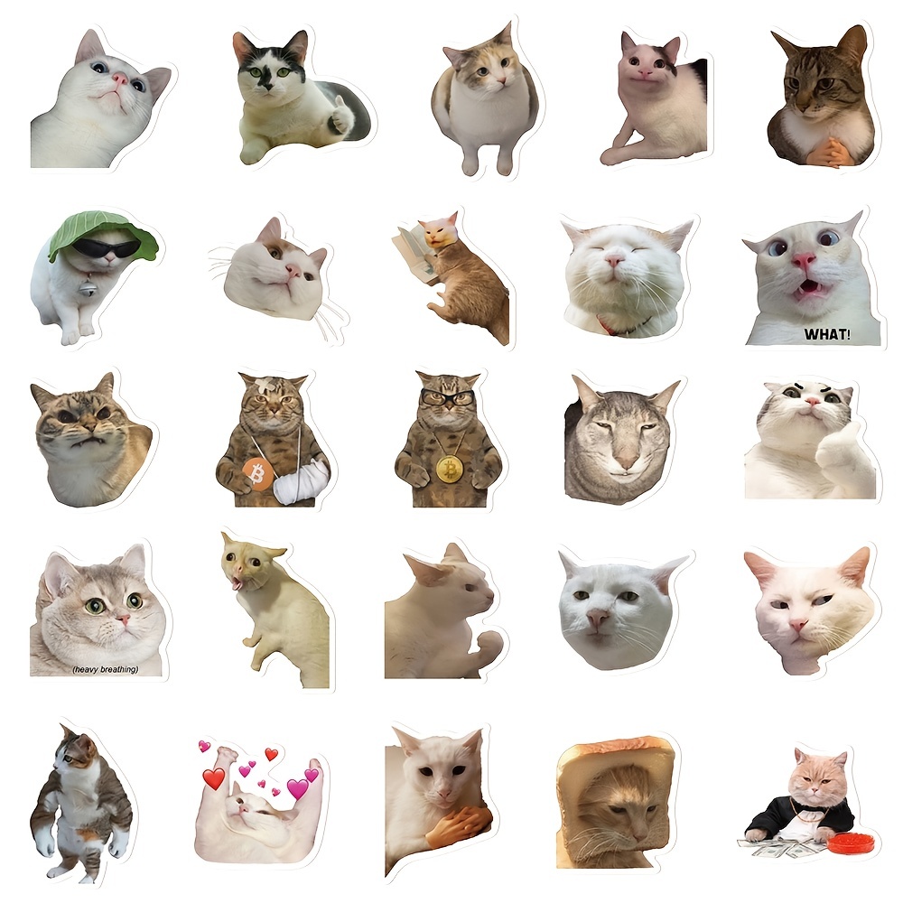 Cobee - Set di 50 adesivi divertenti a forma di gatto