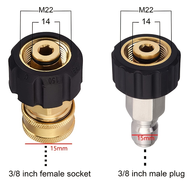 High Pressure Washer Hose Adapter Set M22 3/8 Quick Connect - Temu