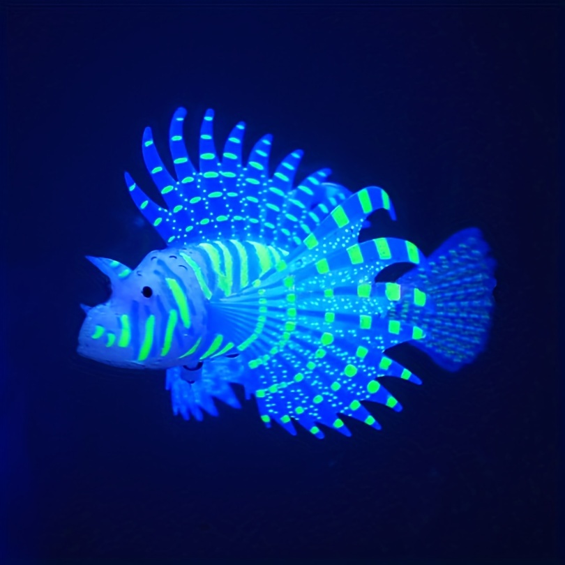 Aquarium Puffer Fish, Artificial Rubber Fish Attachment Floatable  Simulation Luminous With Suction Cup For Fish Blue 