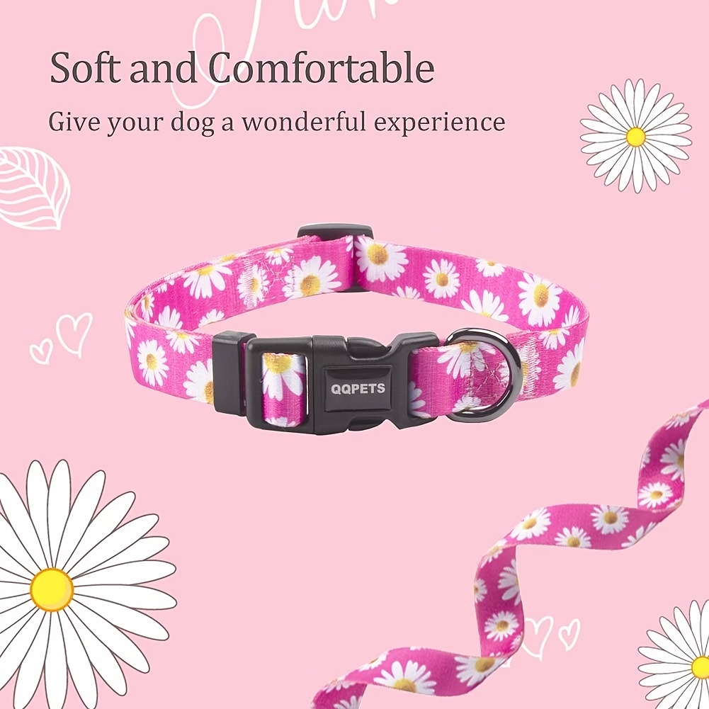 Adjustable Soft Dog Collar, Cute Flower Patterns Dog Collar For