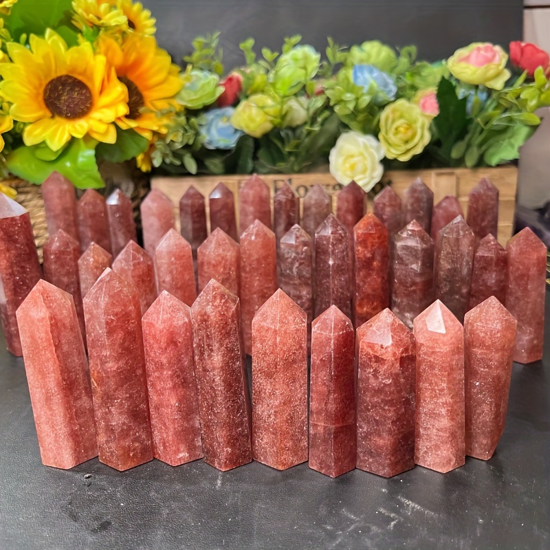 Strawberry Quartz Hexagonal Column Healing Crystal Wand