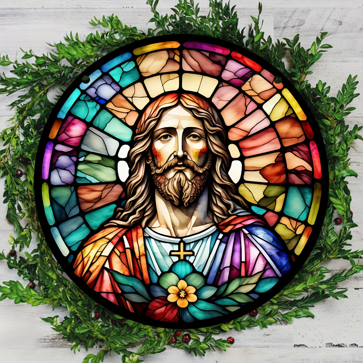 Stained Window Hanging Christian Suncatcher Holy - Temu Canada