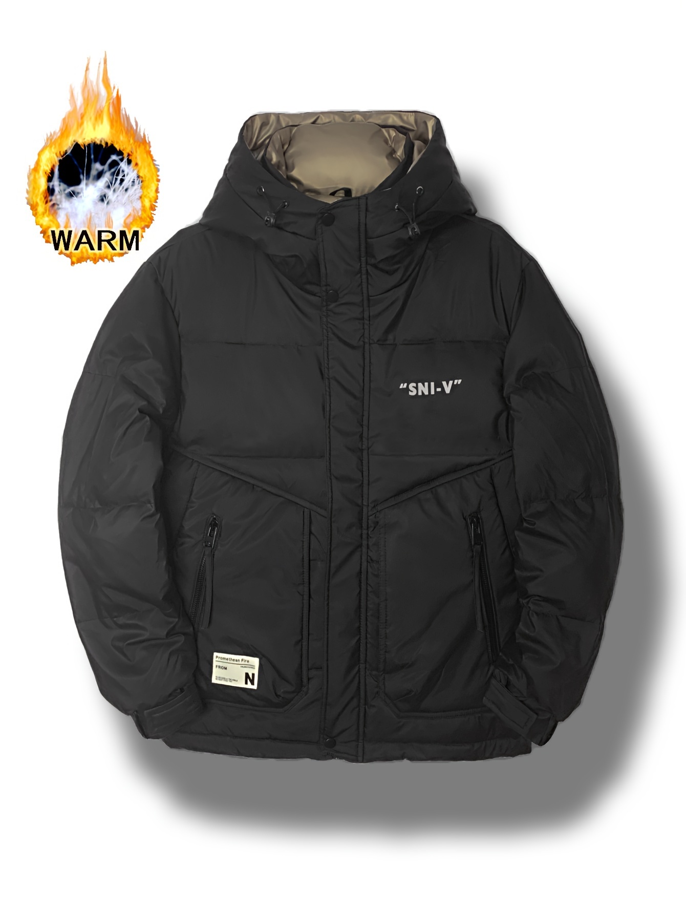 Men's Casual Puffer Jacket Hooded Warm Coat Big Pockets Fall - Temu