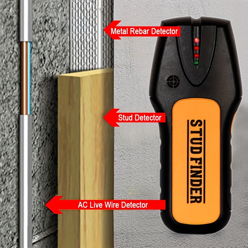  01 Escáner de pared, detector de pared multifuncional, uso al  aire libre para cables de madera de metal AC (rojo) : Herramientas y  Mejoras del Hogar