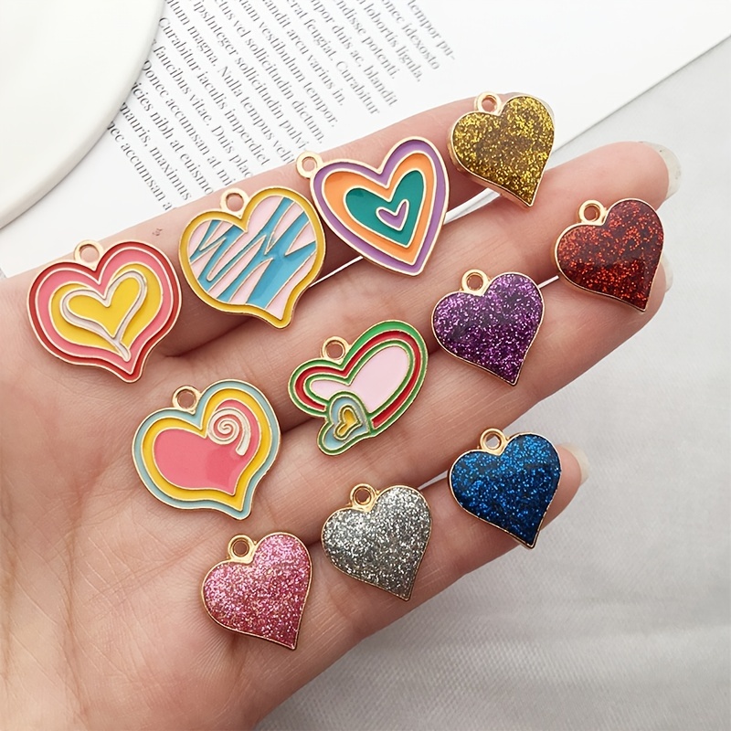 50pcs Colorful Love Heart Shape Jewelry Making Charms Mixed - Temu