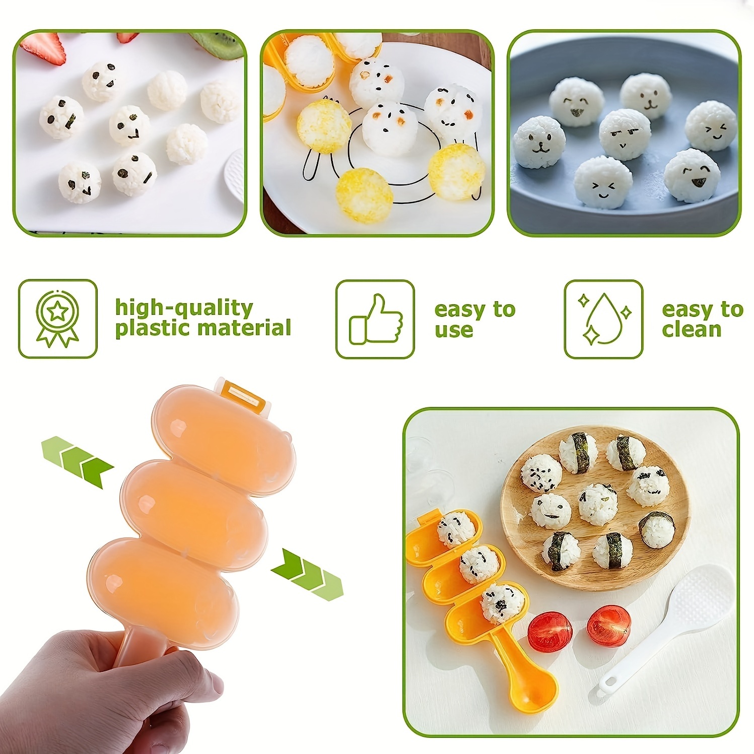 Diy Sushi Molds Rice Ball Molds Set Include 1 Piece Sushi Rice Shape Maker,  1 Piece Rice Baller Shaker With Rice Paddle