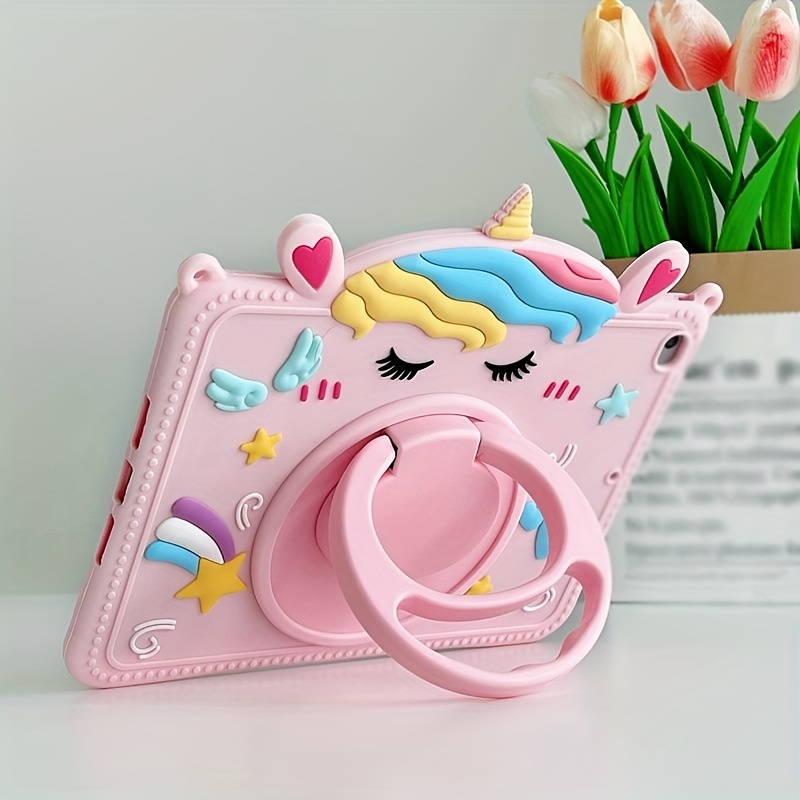 Cute kids Apple iPad 10.2 silicon case w/strap. Brand New. Pink unicorn  design.