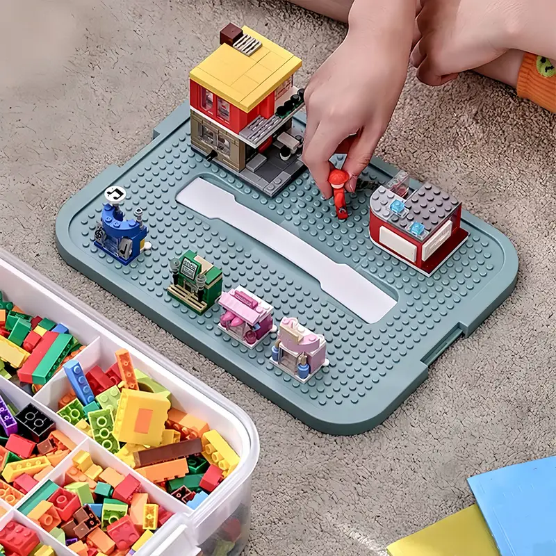 Building Blocks Storage Bin With Compartments, Toy Organizer Box