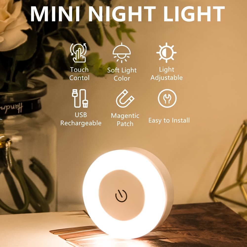 1pc LED Touch Night Light, Bedroom Decorative Light, Dimmable, Suitable For Aisle, Bedroom, Washroom, Living Room, Wardrobe, Cabinet (Warm Light/White Light) details 8