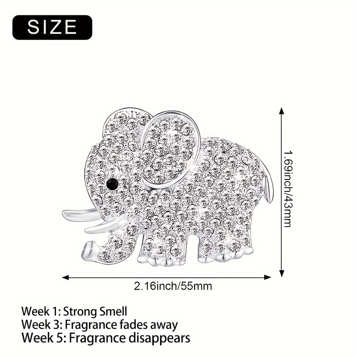 1 Stück Süßer Elefant Design Bling Auto Lüftung Aroma Diffusor