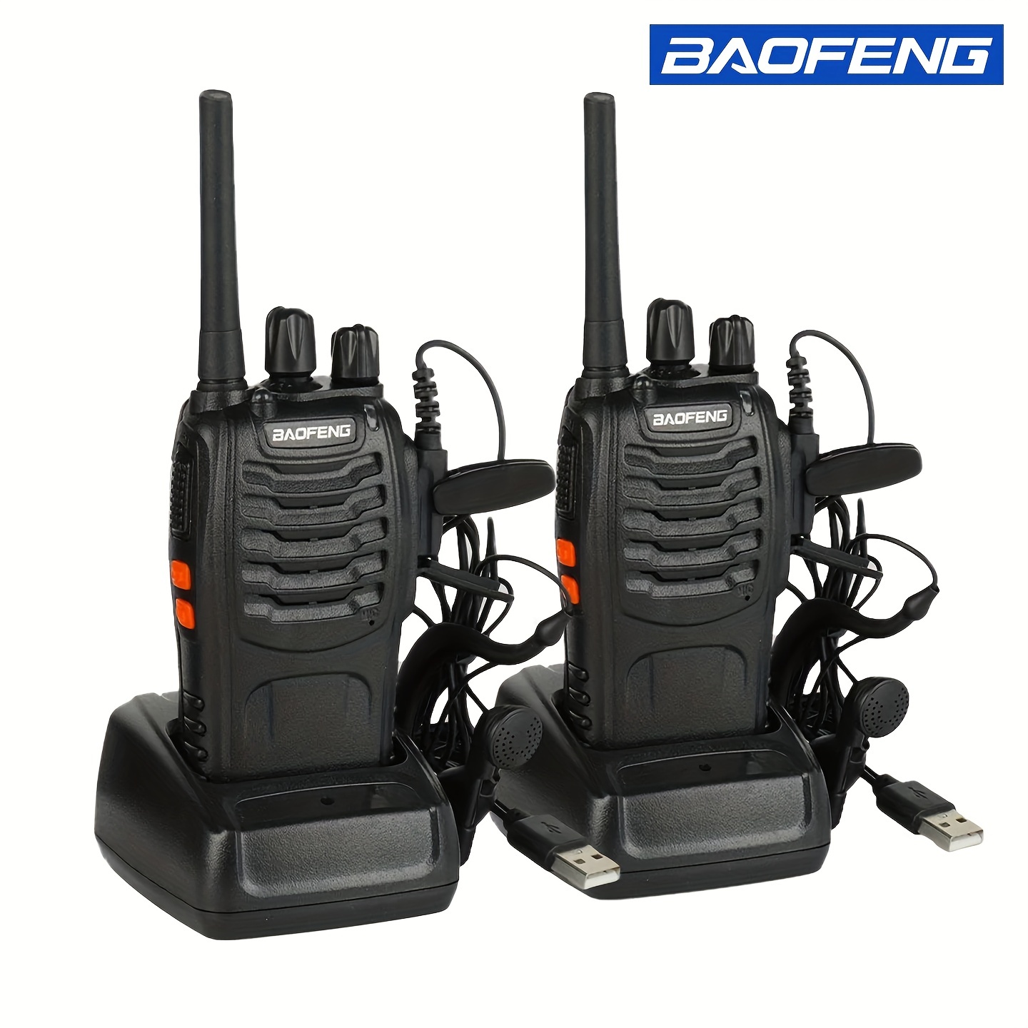 2Pcs Rechargeable Walkie Talkies for Adults Two Way Radios for Outdoors USB  Rechargeable Long Range 22 Channel Adapter, Charger, Battery Included with