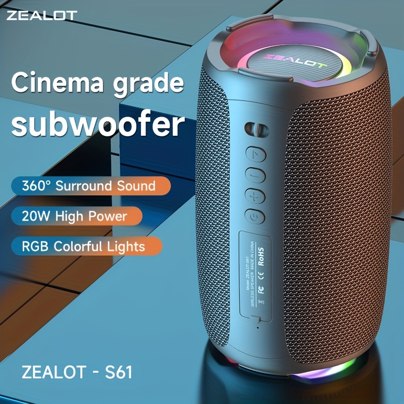 ZEALOT S49 Portable bluetooth speaker 360°Stereo Sound 20W IPX6 waterproof  wireless bluetooth 5.0 Excellent Bass Performace