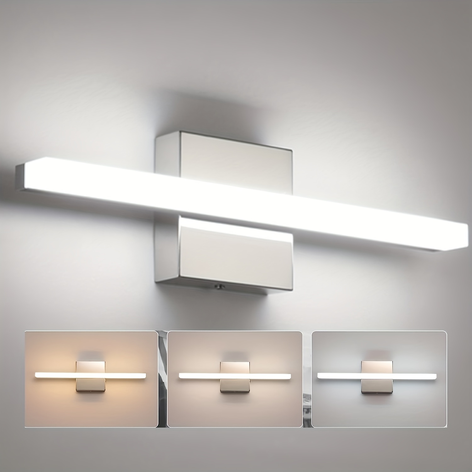 Espejo de luz LED, luz delantera, moderno, accesorio de iluminación de  tocador de baño, pantalla acrílica de 12 W, luces de espejo de montaje en  pared