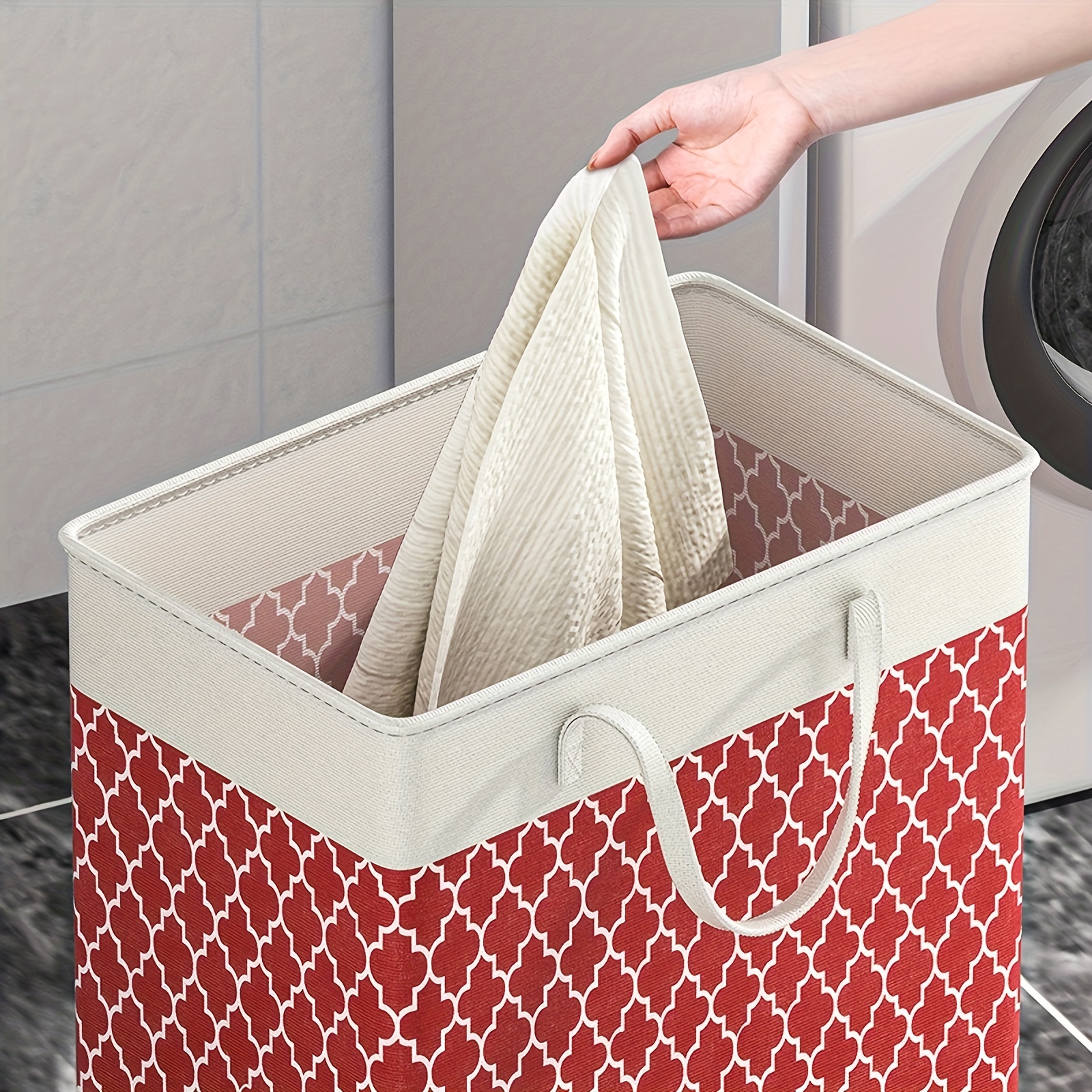 Cotton/linen Canvas Foldable Opening Medium Fabric Laundry Basket Holding  And Arranging Laundry Bucket 35*45CM Metal Basket with Bedroom Storage