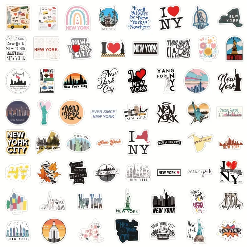 New York Stickers 60 Pcs Adesivi Impermeabili Estetici - Temu Italy