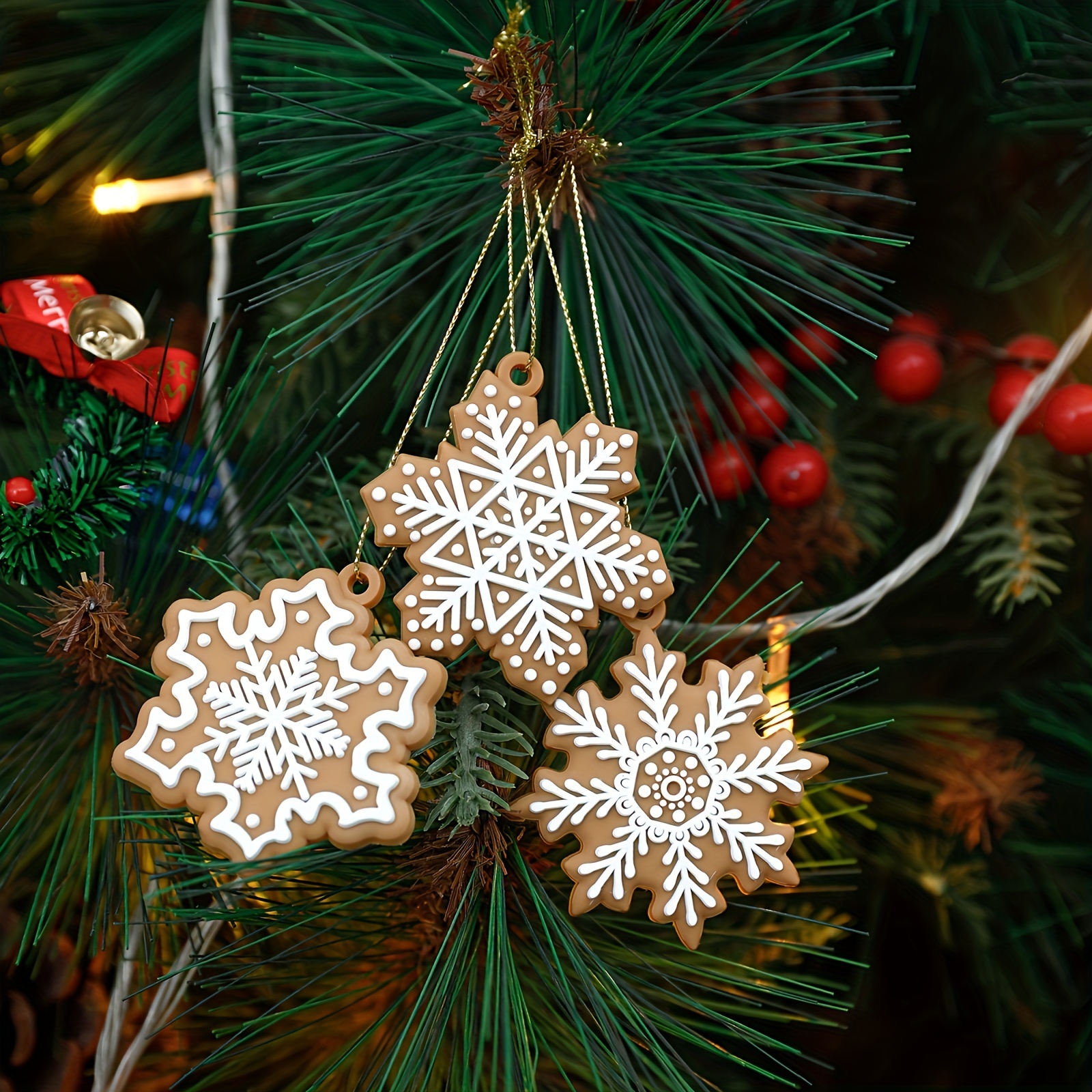 10pcs christmas decoration gingerbread man pendant christmas tree hanging decoration snowflake decoration scene decoration props christmas decor 2023 details 3