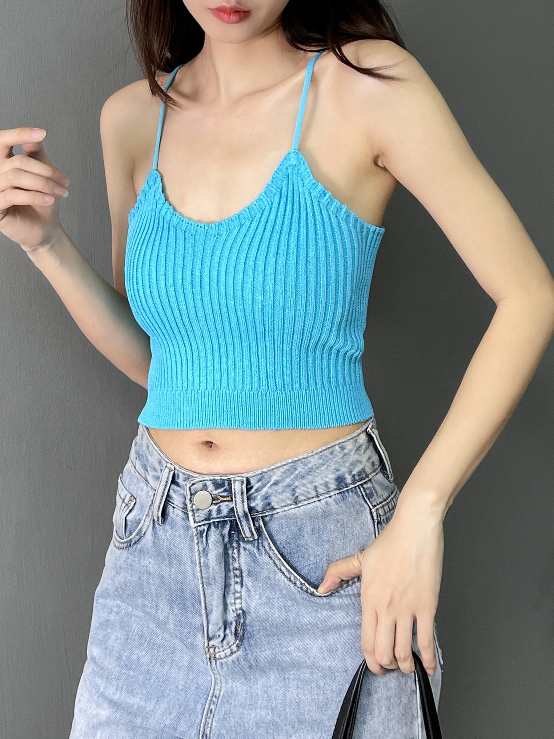 4 Pack Backless Cami Tops Stretchy Sleeveless Crew Neck Casual Women's Clothing